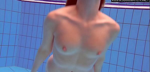  Ginger small tits teen swimming